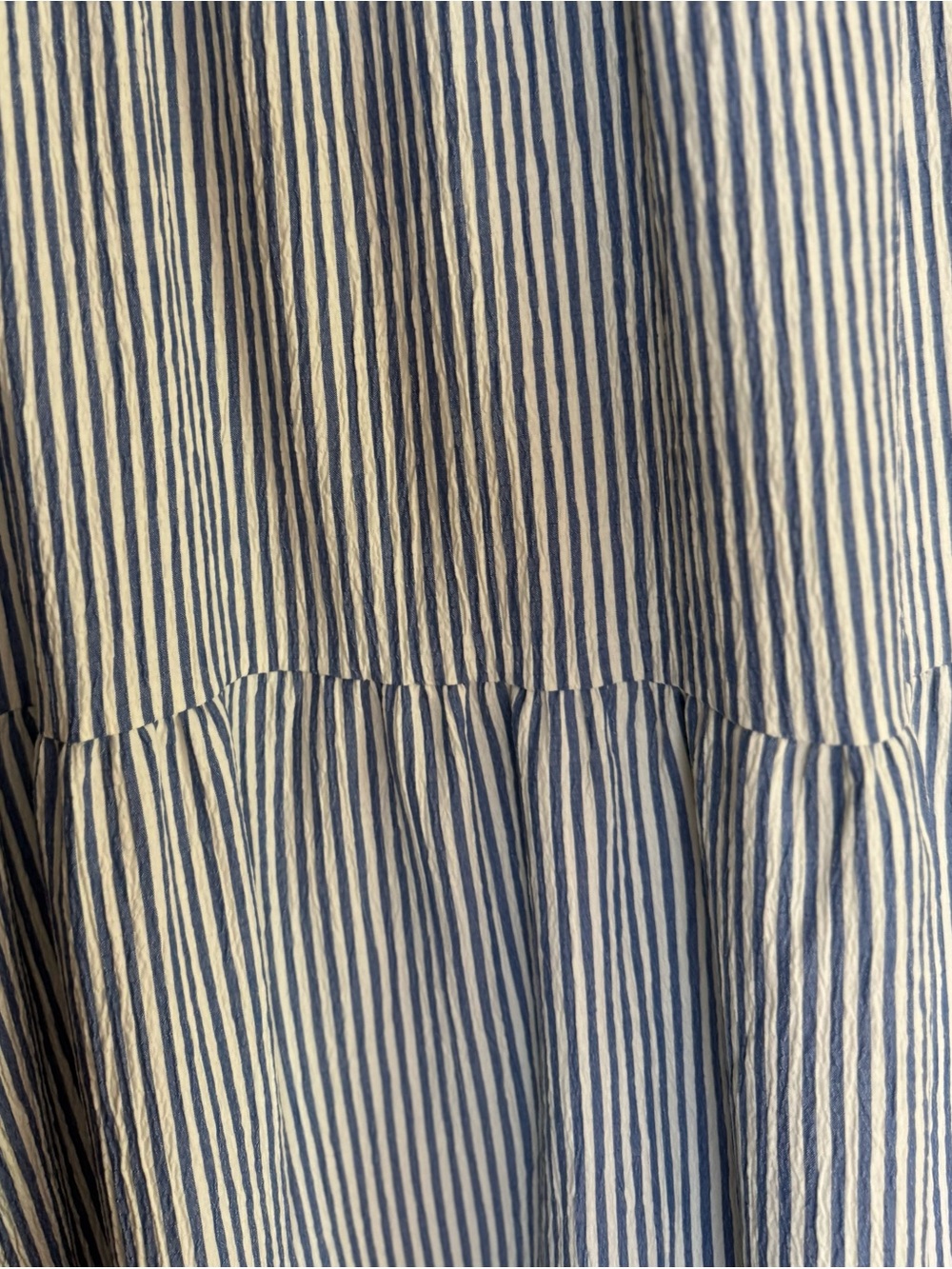 Seersucker Blue Striped Sleeveless Ruffle Midi Dress - NWT - Picture 4 of 6
